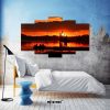 Boat Fishing Men Ocean Sunset 5 Piece Split Mozter