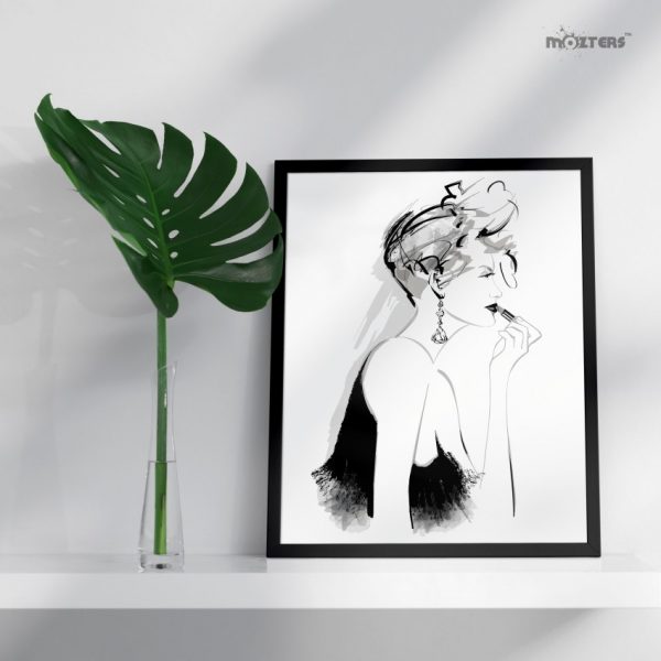 Lipstick Sketch Chic Girls Women Single Mozter