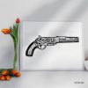 Vintage Western Colt Pistol Antique Sketch Single Mozter