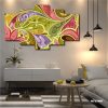 Greenish Floral Art 5 Piece Split Wall Mozter