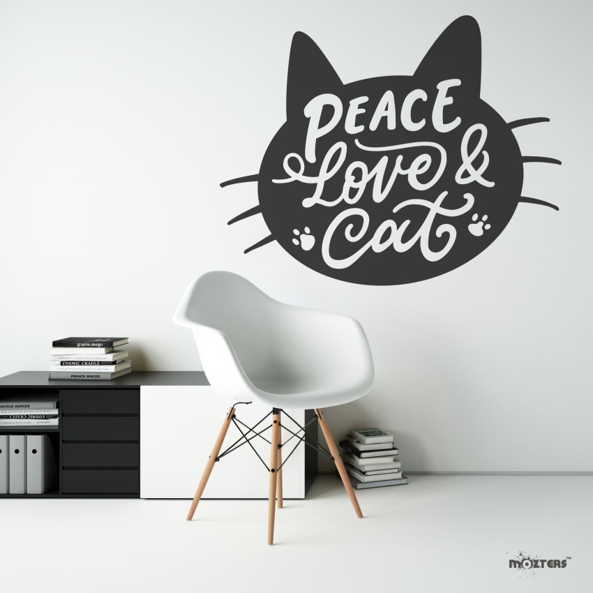 Download Peace Love & Cat Silhouette Wall Decals Mozters - Mozters
