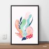 Pink Blue Green Leaf Leaves Single Mozter