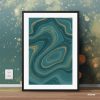Blue And Gold Abstract Acrylic Watercolor Art Single Mozter