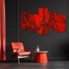 Blood Red Abstract Line Art 5 Piece Split Mozter