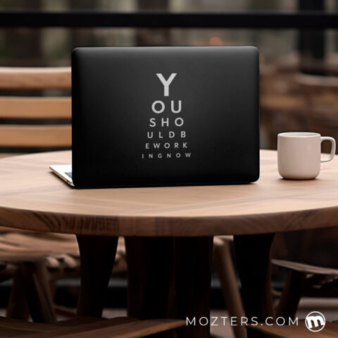 Simple Black Typography Laptop Skins