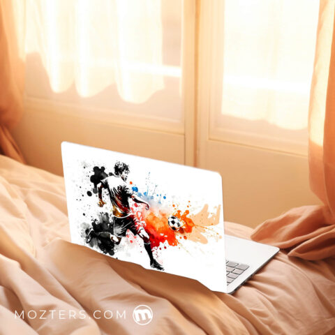 Soccer Player Watercolor Splash Laptop Skins
